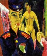 Ernst Ludwig Kirchner Self Portrait as a Soldier oil painting artist